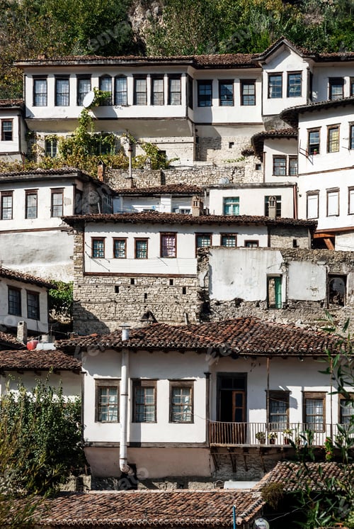 Preview: traditional balkan houses in old town of berat albania