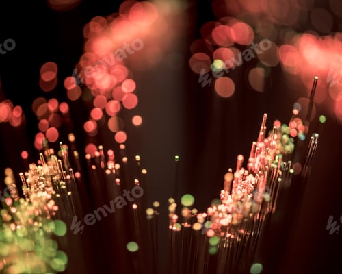 Preview: selective focus of shiny pink fiber optics background