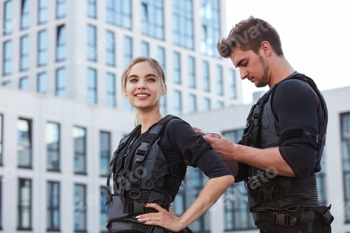 Preview: awesome blond woman is going to work out with ems