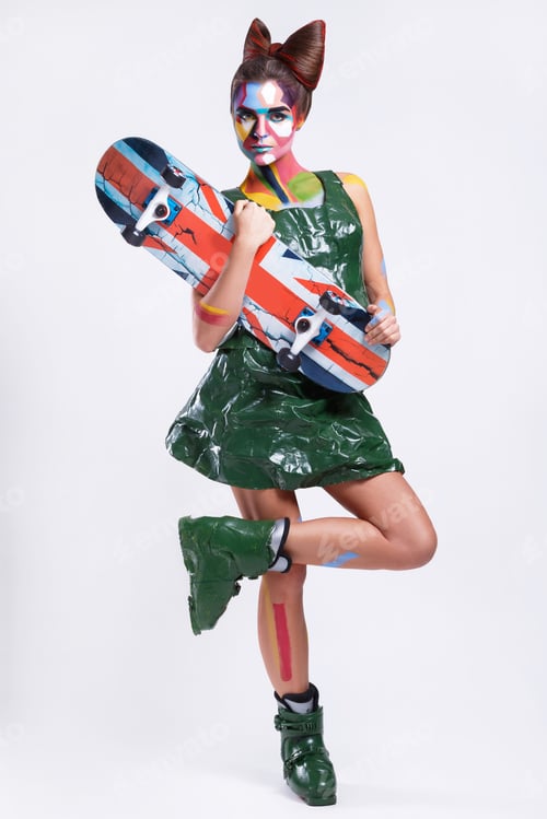 Preview: Model in creative comics character image with pop art makeup