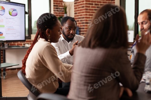 Preview: African american man explaining management strategy