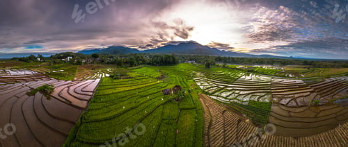 Preview: beautiful morning view indonesia panorama landscape beach with beauty color and sky natural light