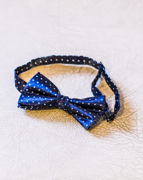 Preview: Stylish Navy Bow Tie with Polka Dot Pattern
