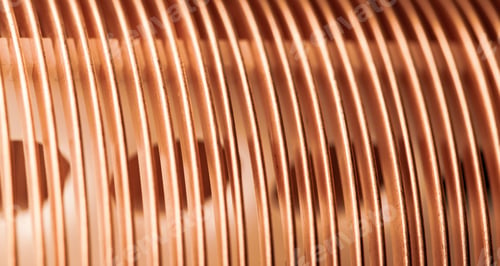 Preview: Close-up flat twisted copper wire at a factory