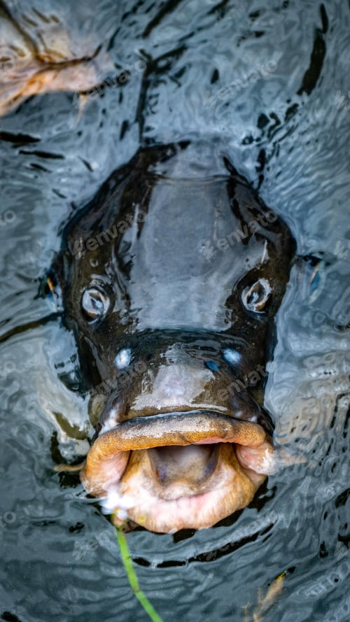 Preview: a fish with its mouth open in a body of water