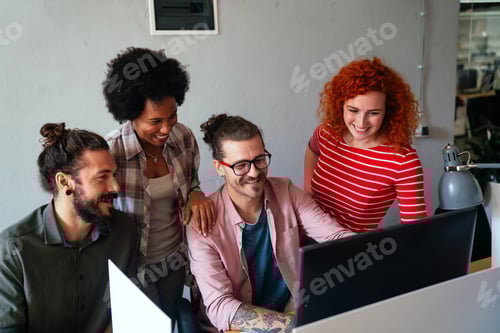 Developing programming and coding technologies. Programmer working in a software develop company