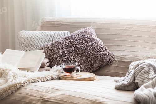 Preview: Home comfort, living room with sofa and home decor