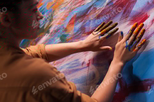 Preview: Woman painting with fingers