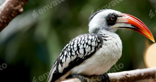 Preview: Yellow billed hornbill sitting on tree