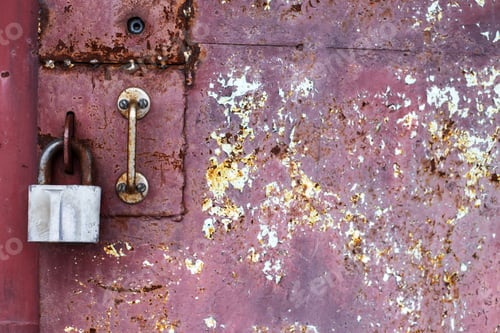 Preview: Rusty metal abstract background. Texture of an old blue grunge metal plate with cracked paint.