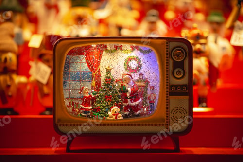 Preview: Vintage TV with Festive Christmas Scene