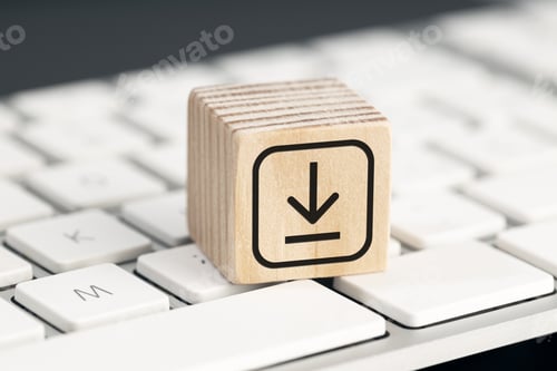 Preview: Download icon on wooden block