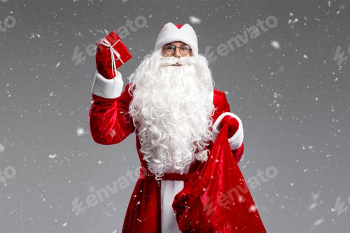 Preview: Noel or Saint Nicholas holding gifts isolated