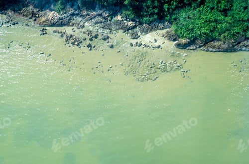 Preview: Aerial view of sea coastline in sunny day