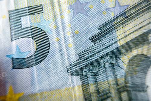 Preview: European banknote detail, banknote texture, macro photography