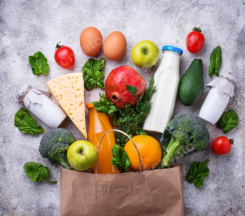 Preview: Healthy organic products with paper bag