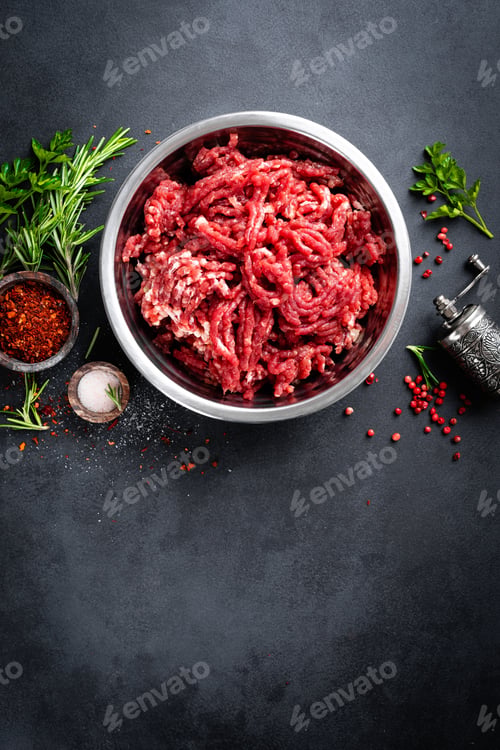 Preview: Mince. Ground meat with ingredients for cooking