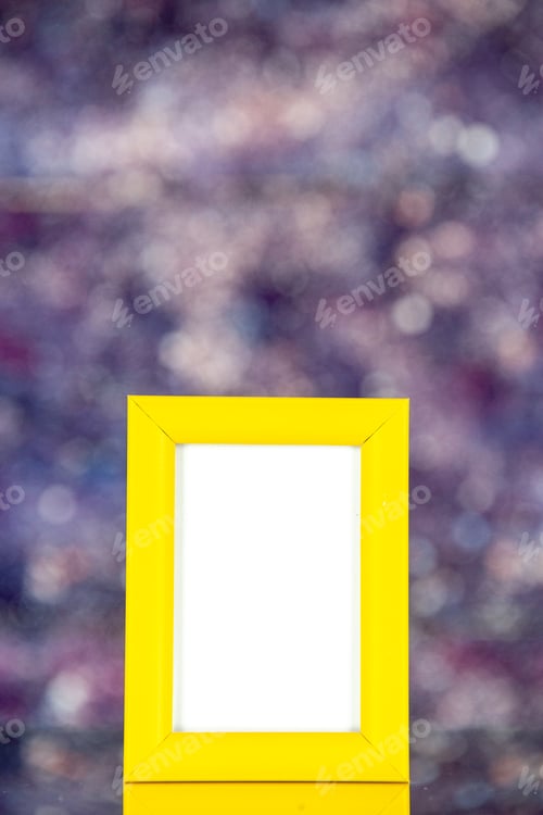 Preview: front view yellow picture frame on a light-bright background portrait photo color present family