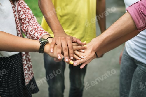 Preview: Diverse Teens Hands Together Concept