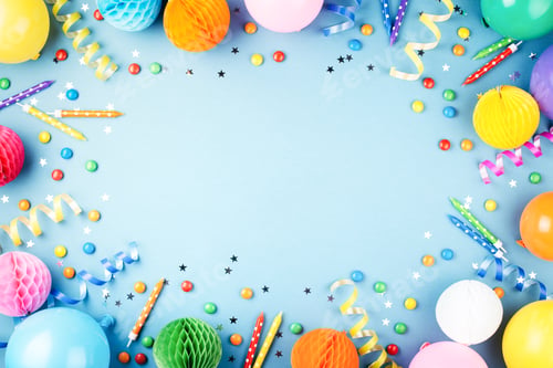 Preview: Birthday Party Background on Blue.