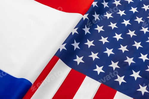 Preview: United States of America flag and France flag