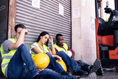 Preview: Group of diversity worker feeling sad and stress due to they lost job due to covid virus pandemic.