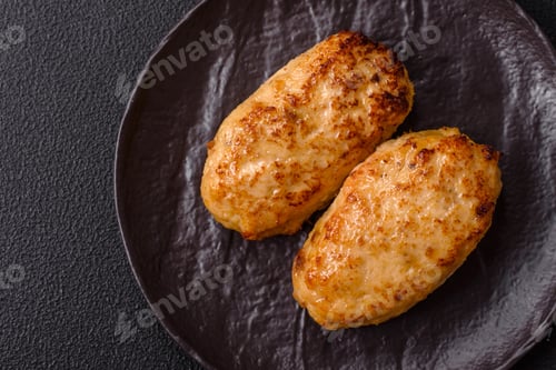 Preview: Delicious fresh fried minced fish cutlets with spices and herbs