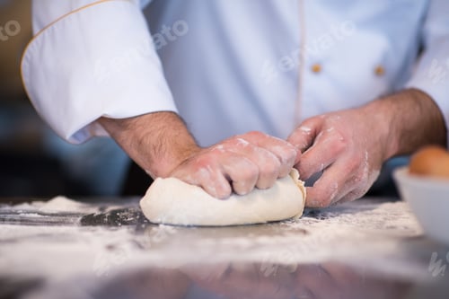 Preview: chef hands preparing dough for pizza