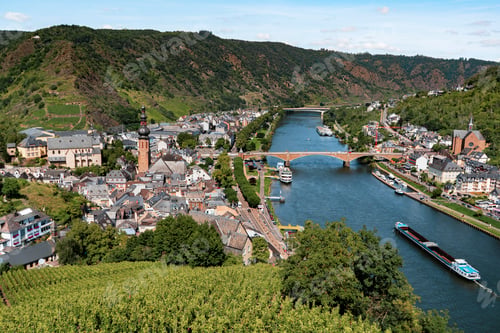 Preview: Beautiful view of a Moselle River in Cochem, Germany