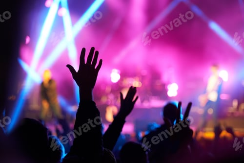 Preview: They love rock n roll. Rear view shot of a crowd enjoying a live musical performance.