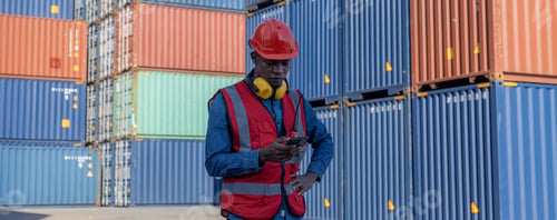 Preview: Foreman or worker work at Container cargo site check up goods in container.