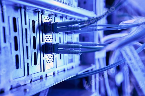 Preview: Data center network server connected to router using Ethernet cables