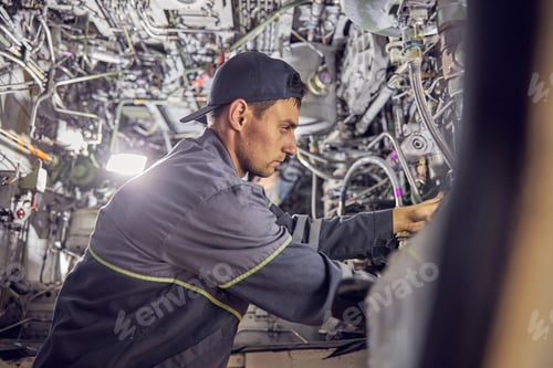 Preview: Responsible aviation mechanic at his place of work