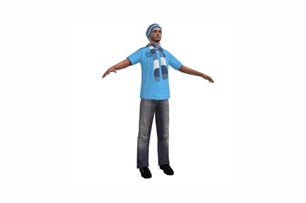 Preview: Man with outstretched arms and striped scarf