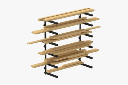 Preview: Stacked Plywood on Metal Rack