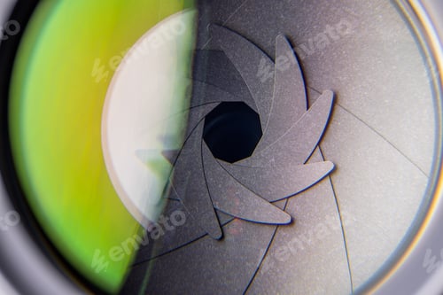 Preview: Changing aperture camera lens close up