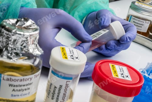 Preview: Scientific analysis of wastewater sample in laboratory