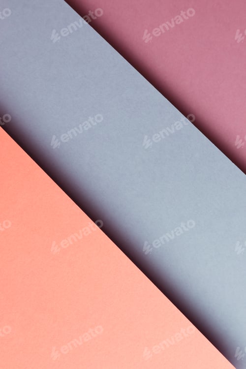 Preview: Abstract orange blue purple color paper geometry composition background, minimalist shadows