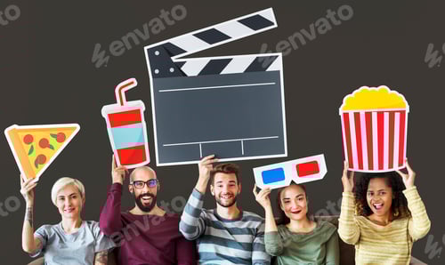 Preview: Diverse people with movie icons