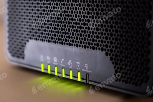 Preview: LED indicators of a router flash with a Wi-Fi signal.