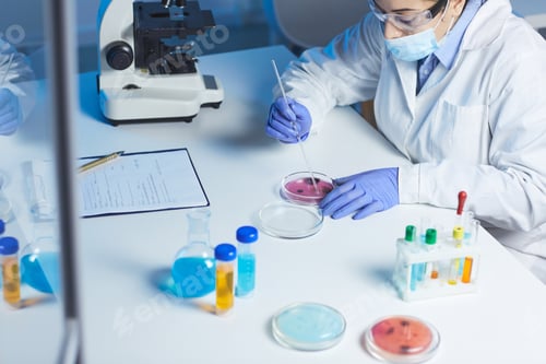 Preview: Analyzing bacteria sample in laboratory