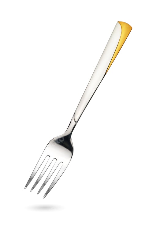 Preview: Empty steel dinner fork isolated on white background
