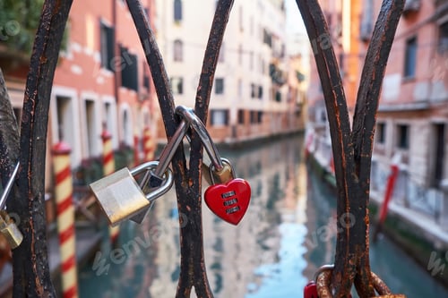 Preview: Love locks on the bridge in Venice, Italy.