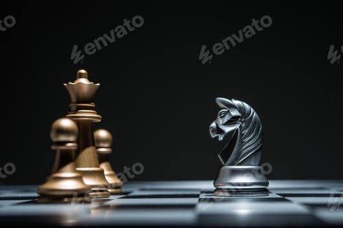 Preview: Shot of a chess board silver horse moving.