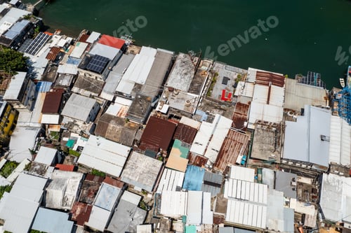 Preview: Lee yum mun, Hong Kong 17 August 2022: Top down view of fishing village