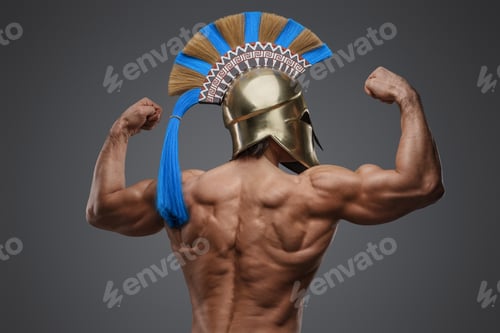 Preview: Greek soldier with helmet showing his perfect body