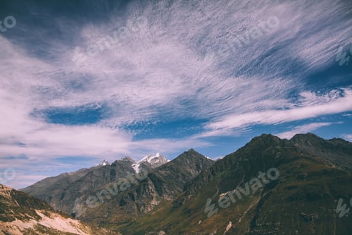 Preview: beautiful scenic landscape of majestic mountains in Indian Himalayas, Rohtang Pass