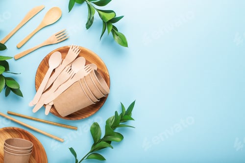 Preview: Eco-friendly picnic cutlery tools. Reusable use concept