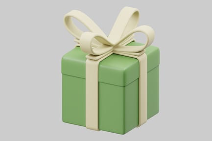 Preview: Wrapped green gift with cream bow