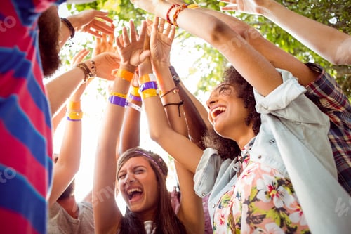 Preview: Happy hipsters dancing to the music at a music festival